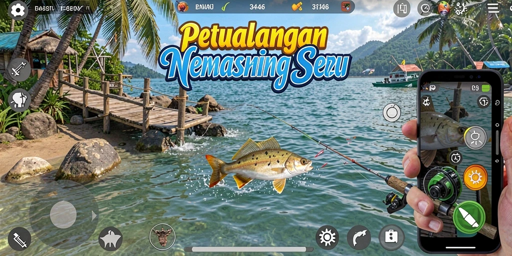 Tampilan gameplay memancing yang realistis dan mengasyikkan di 3446.