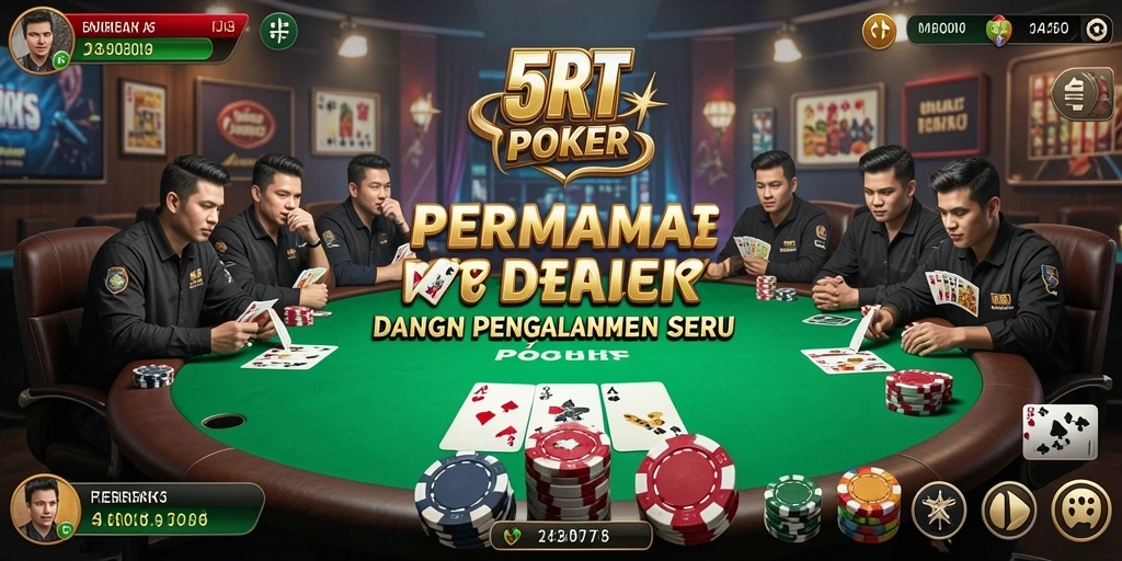 Screenshot gameplay 5RT yang menampilkan pertarungan poker seru.