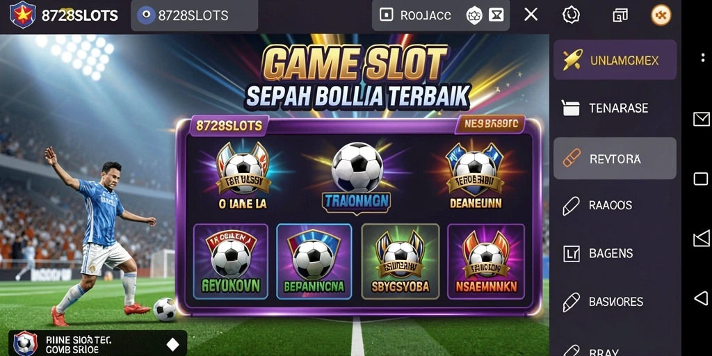 Tampilan gameplay 8728SLOTS yang seru dengan tema sepak bola.