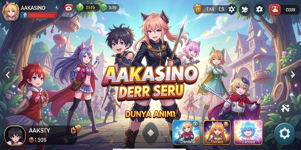 Tampilan screenshot AAKASINO menampilkan karakter Anime yang menawan dan pertarungan seru.