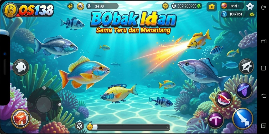 Screenshot gameplay BOSS138 dengan aksi tembak ikan yang seru.