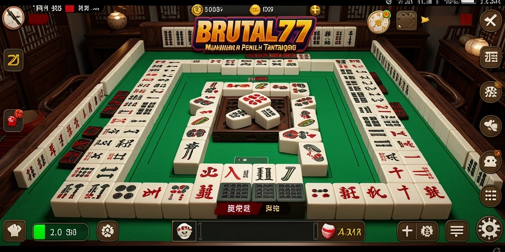 Tangkapan layar utama BRUTAL77 menampilkan aksi bermain Mahjong yang seru.