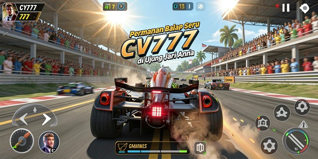 Tampilan gameplay CV777 dengan aksi balap yang mendebarkan.