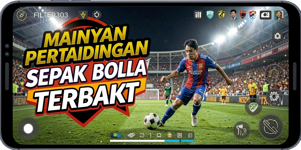 Tampilan gameplay menarik dalam FILTER303 yang menggambarkan pertandingan sepak bola.