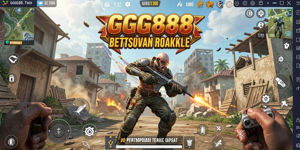 Screenshot GGG888 menampilkan aksi mendebarkan dalam pertempuran Battle Royale.