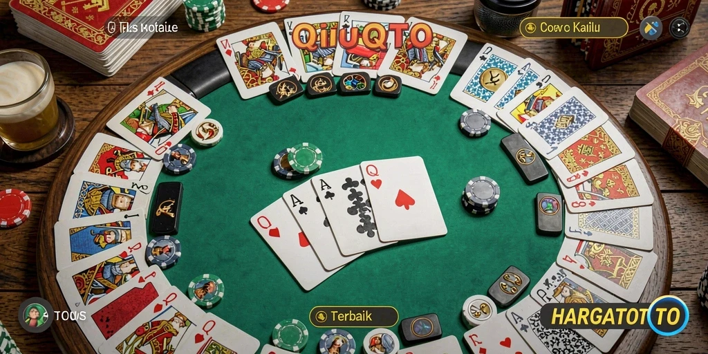 Tampilan seru ketika bermain QiuQiu di HARGATOTO.