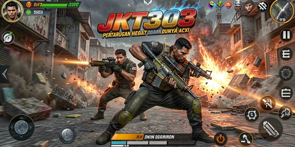 Tampilan aksi seru dalam gameplay JKT303 yang mendebarkan.