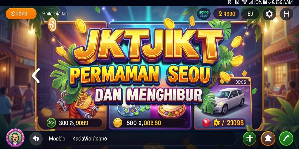 Screenshot utama dari gameplay slot JKTJKT yang penuh warna dan menarik.