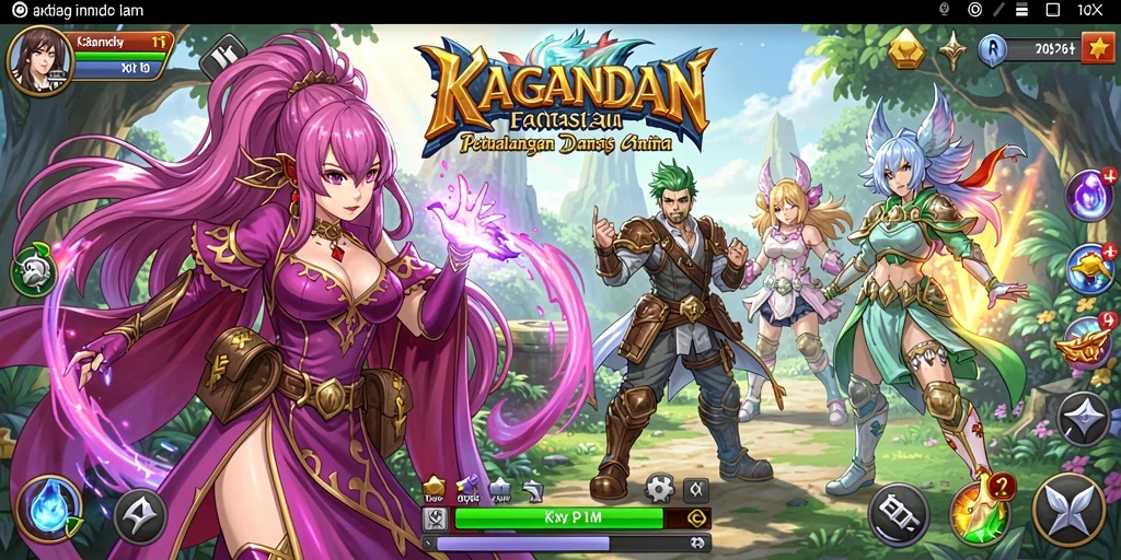 Tampilan gameplay seru dari KAGANDAN dengan karakter anime ikonik.