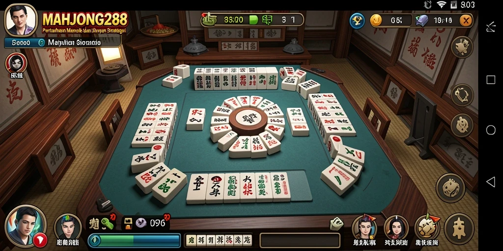 Screenshot gameplay MAHJONG288 menampilkan aksi menara mempertahankan markas.