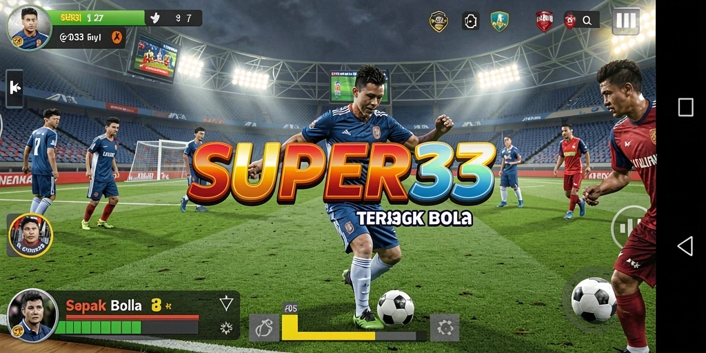 Tampilan aksi pertandingan sepak bola yang intens dalam SUPER33.
